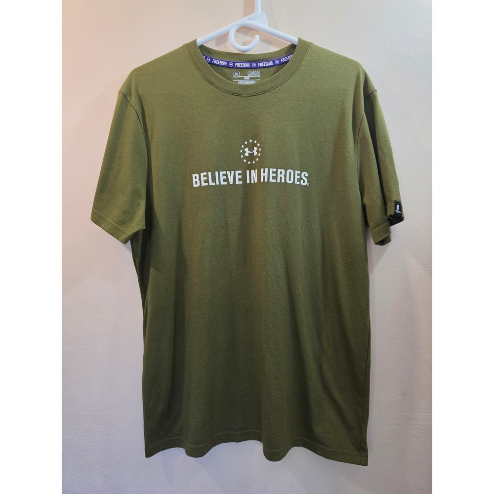 Under Armour Freedom Wounded Warrior Project T-Shirt Mens Medium Green HeatGear